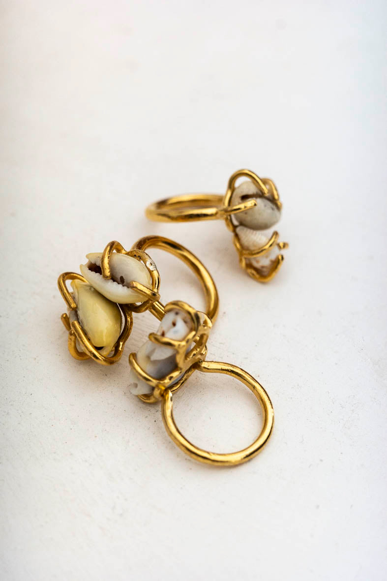 bague griffe coquillage x2