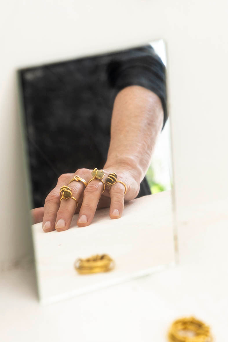 bague grenat vert griffe