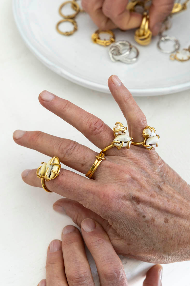 bague griffe coquillage x2